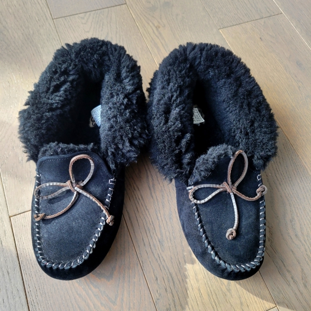 UGG black flip top moccasins
